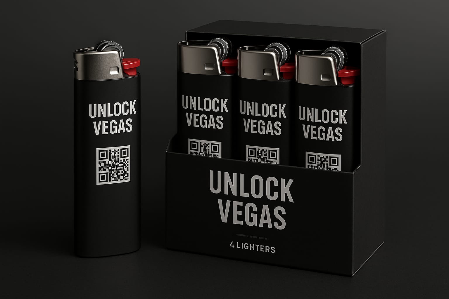 Unlock Vegas lighter 4-pack with QR codes